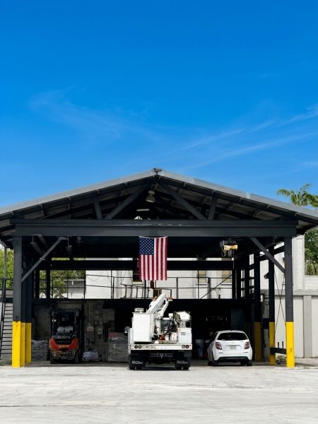 A heavy-duty steel pavilion layout suitable for industrial logistics or commercial build-outs